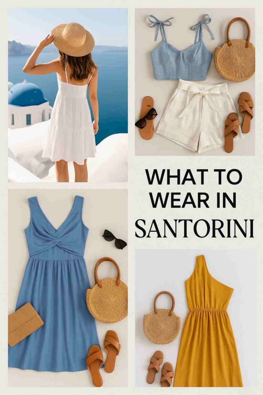 Hero Pinterest cover pin for Santorini outfits blog post — bright, catchy and optimized for summer 2025 style.